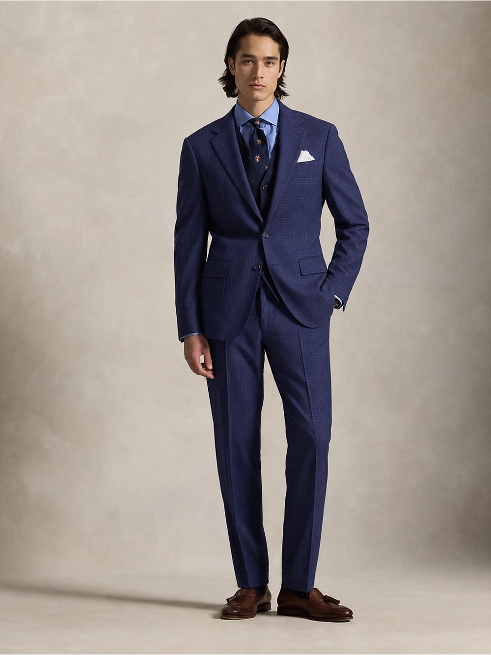 Lauren Ralph Lauren | Men's Tailored Windowpane Wool 3 Piece Suit New 40S